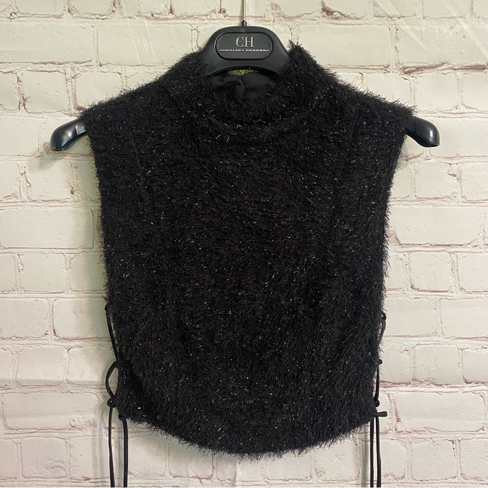 Shein Black Party Crop Top with Laced Sides Size 0